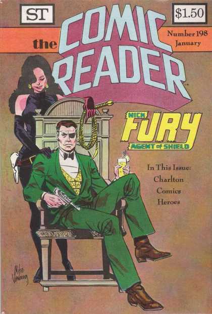 Comic Reader 198 - Green Suit - Nick Fury Agent Of Shield - Whip - Gun - Eyepatch