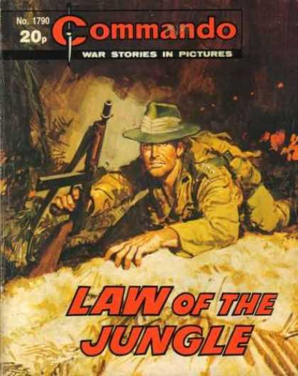 Commando 1790 - Gun - War Stories In Pictures - Fire - Law Of The Jungle - Hat