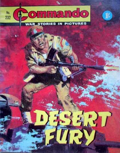 Commando 232 - War Stories In Pictures - Desert Fury - Gun - Fire - Hat