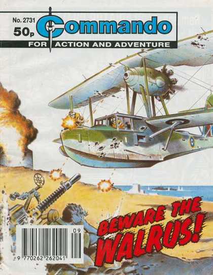 Commando 2731 - Bi-plane - Beware The Walrus - Beach - Explosion - Anti-aircraft Gun
