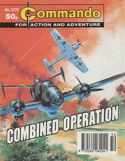 Commando 2772 - Army Plane - Japenese Fighter Plane - Propeller - Shrubs - Engines Afire