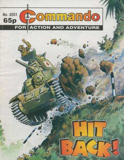 Commando 3251 - No 3251 - 65p - Hit Back - Tank - Explosion