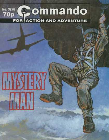Commando 3276 - Soldier On Parachute - Plane - Soldier Falling From Sky - Soldier In Clouds - Army