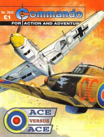 Commando 3843 - Number 3843 - 1 Pound - Ace Versus Ace - Airplanes - Orange
