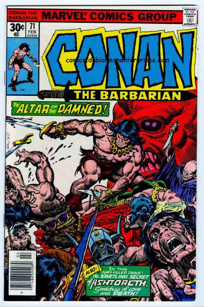 Conan the Barbarian 71 - Red Demon - Gold Necklace - Horned Helmet - Bald Guy - Dead Girl With Necklace - Ernie Chan