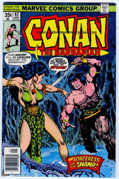 Conan the Barbarian 82 - Sword - Marvel Comics Group - Approved By The Comics Code - Woman - Sorceress Of The Swamp - Ernie Chan, John Buscema