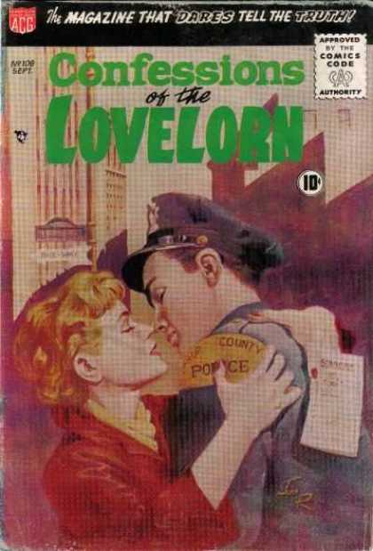 Confessions of the Lovelorn 108 - Kissing - Police - Man - Woman - Ticket