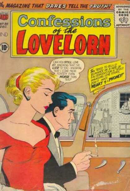 Confessions of the Lovelorn 88 - Smoking - Blonde - Comics Code - Car - Red Dress