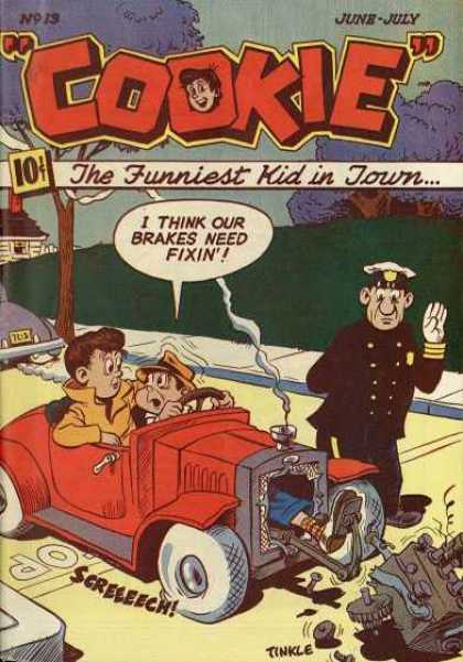Cookie 13 - The Funniest Kid In Town - Policeman - Red Car - Sidewalk - Purple Trees