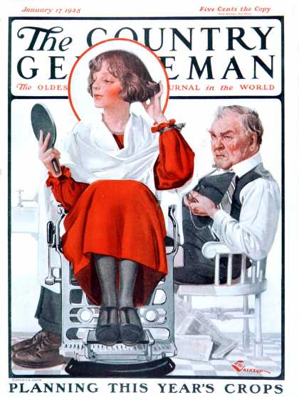 Country Gentleman - 1925-01-17: Woman Gets Bob at Barbershop (E. M. Jackson)