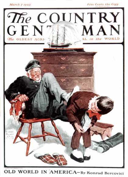 Country Gentleman - 1925-03-07: Removing Sailor's Boots (WM. Meade Prince)