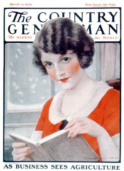 Country Gentleman - 1925-03-21: Woman Reading Book (J. Knowles Hare)