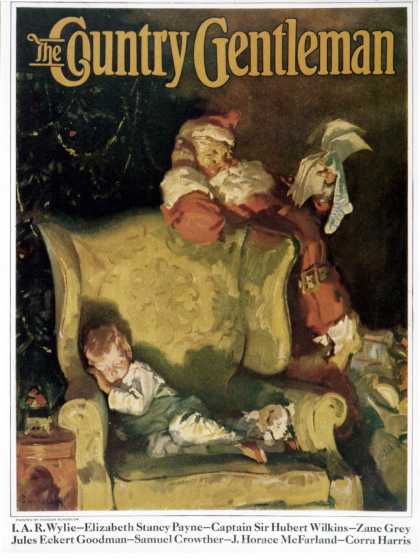 Country Gentleman - 1928-12-01: Sleeping Through Santa's Visit (Haddon Sundblom)