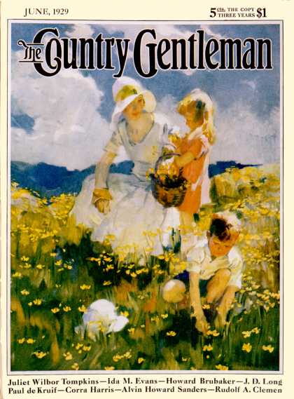 Country Gentleman - 1929-06-01: Family in Field of Buttercups (Haddon Sundblom)