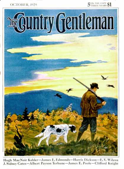 Country Gentleman - 1929-10-01: Duck Hunter and Dog (Paul Bransom)