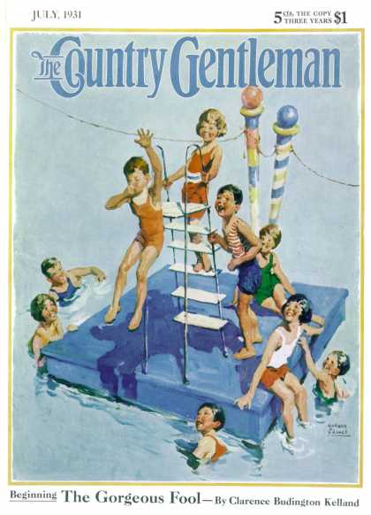 Country Gentleman - 1931-07-01: Children on Swimming Platform (WM. Meade Prince)