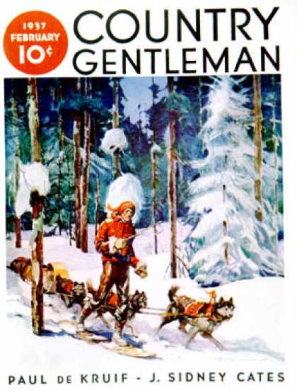 Country Gentleman - 1937-02-01: Dog Sled (Frank E. Schoonover)
