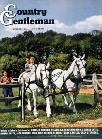 Country Gentleman - 1941-08-01: Children Riding Work Horses (Unknown)