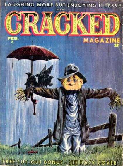 Cracked 27 - Scarecrow - Umbrella - Fence - Rain - Crows