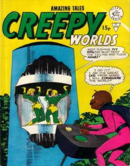 Creepy Worlds 165 - Amazing Tales - Fly Girl - Lxo From Mars - Alien - Green And Yellow Super Girls
