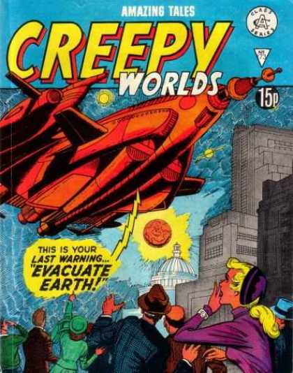 Creepy Worlds 173 - Evacuate Earth - Amazing Tales - Warning - Spaceship - City