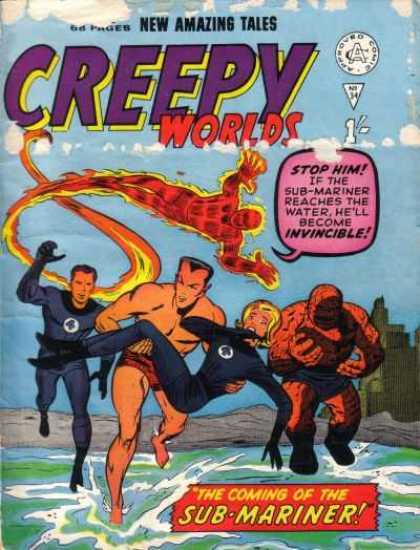 Creepy Worlds 34 - New Amazing Tales - Human Torch - Thing - Invisible Woman - Sub-mariner