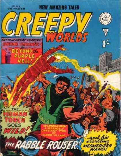 Creepy Worlds 53 - Human Torch - Crowd - City - Rabble Rouser - Wand