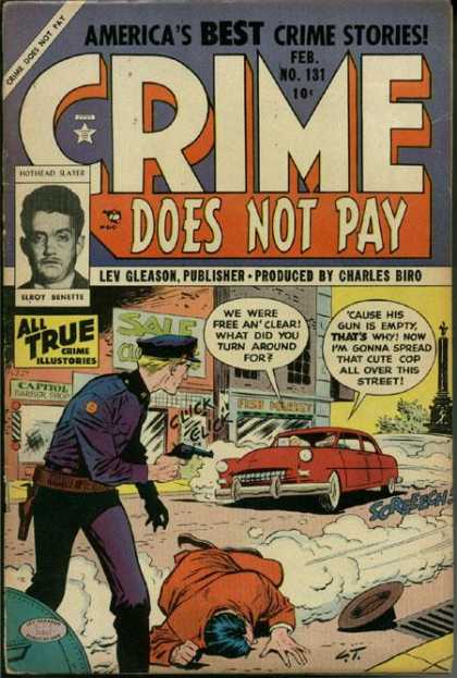 Crime Does Not Pay 131 - Car - Man - Cap - Post - Cannal