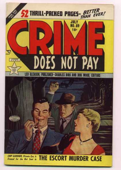 Crime Does Not Pay 89 - Bob Wood - Man Smoking A Pipe - Chip Gardner - Lev Gleason - The Escort Murder Case