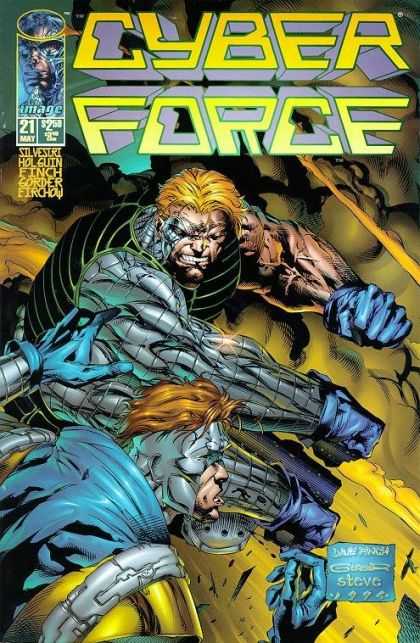 Cyberforce 21 - Image - Superhero - Cyborg - Fight - Lame - David Finch