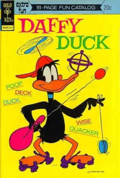 Daffy 85 - Gold Key - Paddle Ball - Yoyo - Roller Skates - Poop Deck Duck