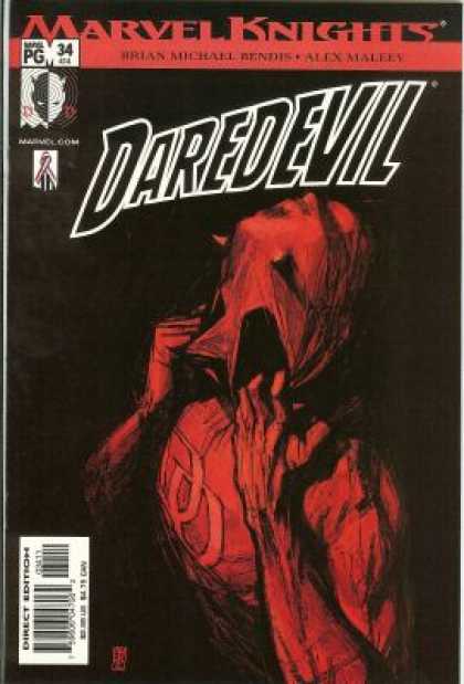 Daredevil (1998) 34 - Holding Mask - Red Costume - Distress - Confusion - Uncertainty - Alex Maleev