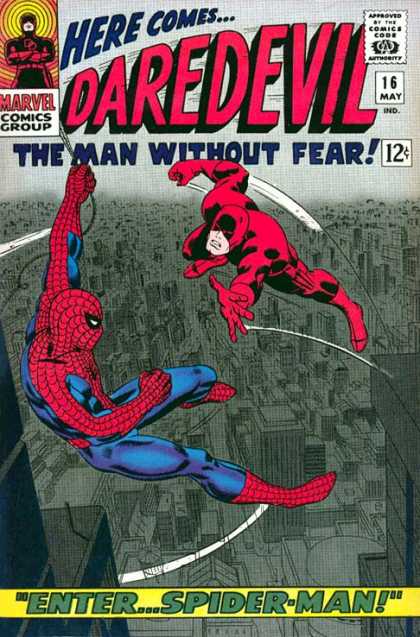 Daredevil 16 - The Man Without Fear - Red Suits - Fighting In Mid-air - Nemesis Spiderman - Teritorrial