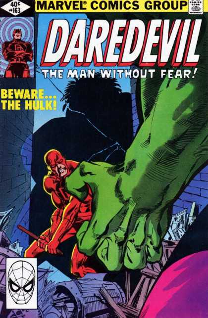 Daredevil 163 - Marvel Comics Group - Beware The Hulk - Alley - Trash - Shadow - Frank Miller