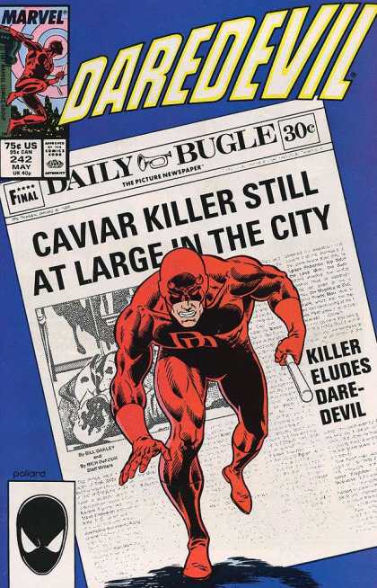 Daredevil 242 - Caviar Killer - Daily Bugle - Eludes - At Large - Newspaper