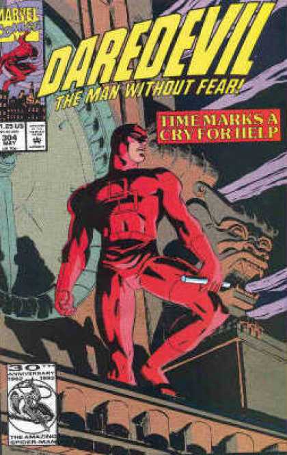 Daredevil 304 - The Man Without Fear - Marvel Comics - Approved By The Comics Code Authority - 304 May - Time Marks A Cry For Help - Ron Garney