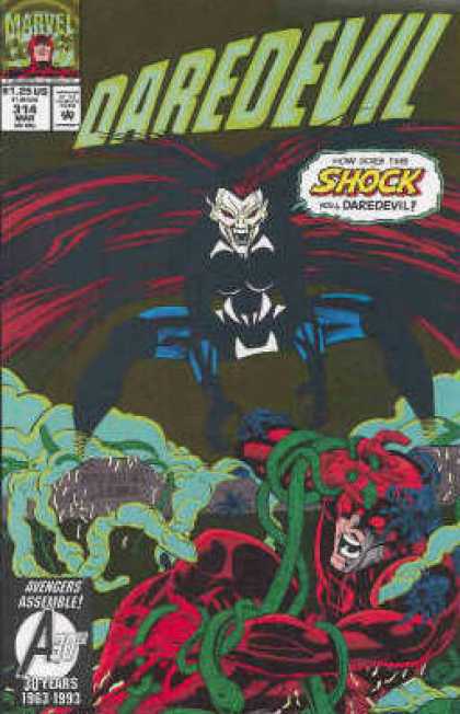 Daredevil 314 - Shock - Snakes - Long Hair - Costume - Superhero - Bud LaRosa