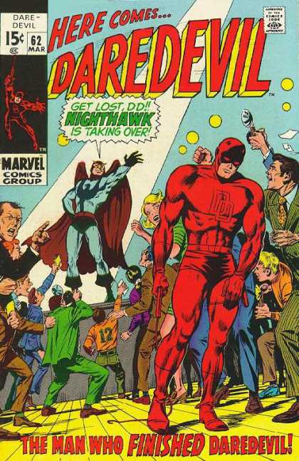 Daredevil 62 - The Man Who Finished Daredevil - Nighthawk - Here Comes - Press - Crowd - Gene Colan