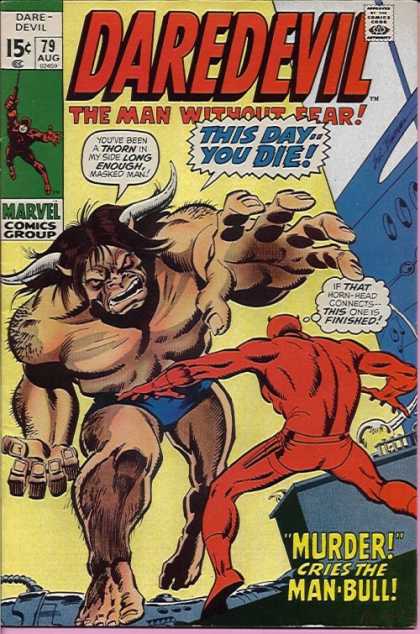 Daredevil 79 - Man Bull - Marvel Comics Group - Horns - Masked Man - Man Without Fear - Sal Buscema