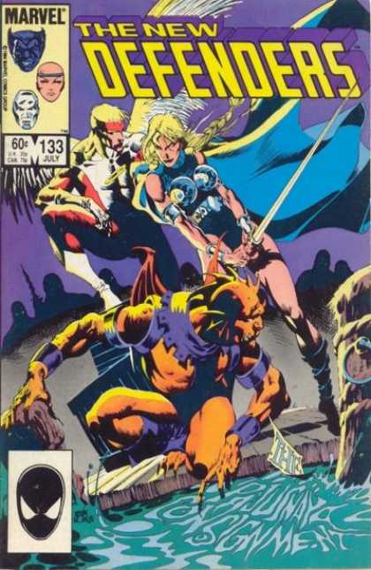 Defenders 133 - Marvel - Beast - Angel - Monster - Water - Kevin Nowlan