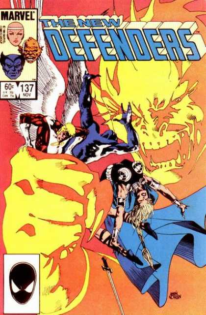 Defenders 137 - Blue Cape - Marvel Comics - White Wings - Yellow Hand - Sword - Kevin Nowlan