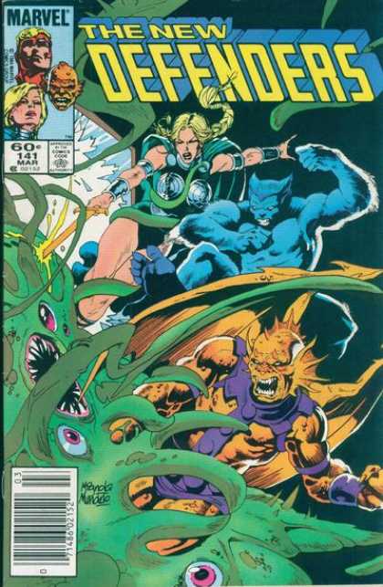 Defenders 141 - The New Defenders - Green Octopus - Sword In Head - Pink Eyes - Yellow Monster - Kevin Nowlan, Mike Mignola