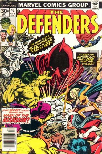 Defenders 40 - Marvel Comics Group - Secret - Approved By The Comics Code Authority - Mask Of The Assassin - Sword - Klaus Janson