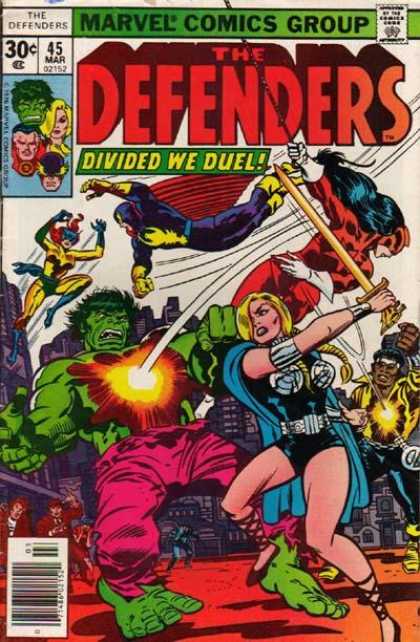 Defenders 45 - Hulk - Divided We Duel - Valkyrie - Red Rajah - Nighthawk - Jack Kirby
