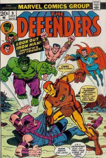 Defenders 9 - Superheroes - The Hulk - Iron Man - Hawkeye - Red Cape - Erik Larsen, Sal Buscema