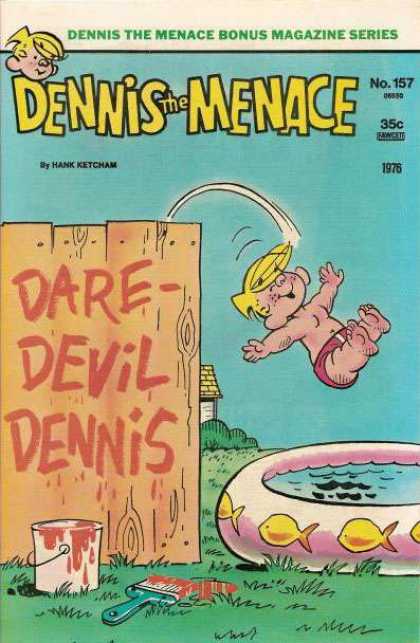 Dennis the Menace Bonus Magazine 157 - Fence - Swimming Pool - Red Swim Trunks - Red Paint Pail - Paintbrush