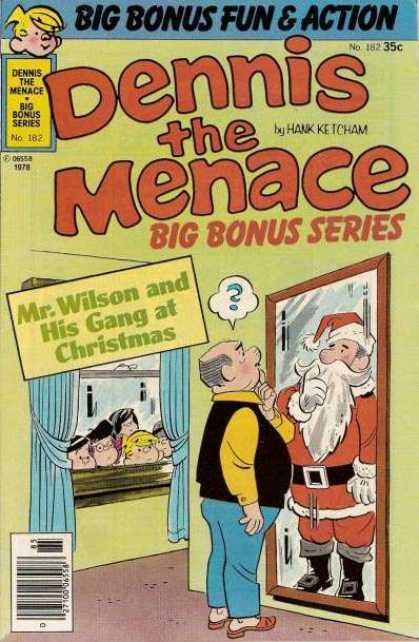 Dennis the Menace Bonus Magazine 182 - Mr Wilson - Mr Wilson And His Gang At Christmas - Santa Suit - Mirror - Hank Ketcham