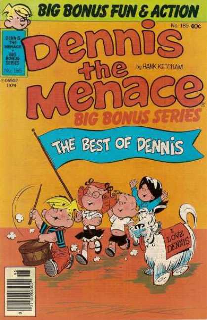 Dennis the Menace Bonus Magazine 185 - Kids Marching - Blue Flag - Drum - Dog - Red Overalls