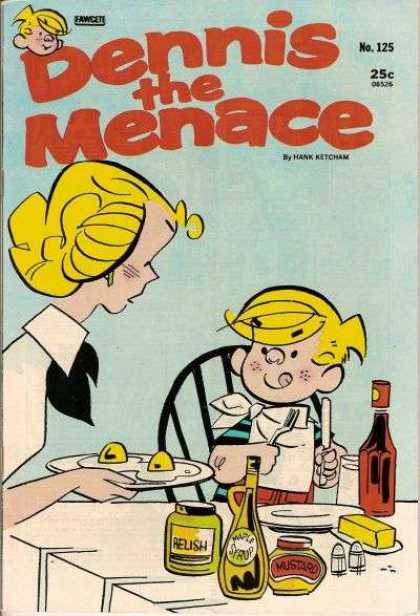 Dennis the Menace 125 - Dennis And Mrs Mitchell Eatngi - Eggs On A Plate - Issue Number125 - 25 An Issue - Hank Ketchum