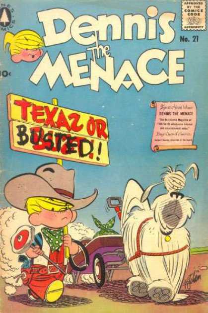 Dennis the Menace 21 - Boy - Yellow Hair - Dog - Texas Or Busted - Cowboy